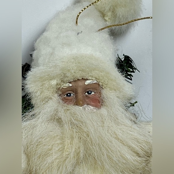TJ Santas by Tina Mitchell 8" Santa Fuzzy White Rustic Snowshoe Ornament 905376 - Picture 2 of 8